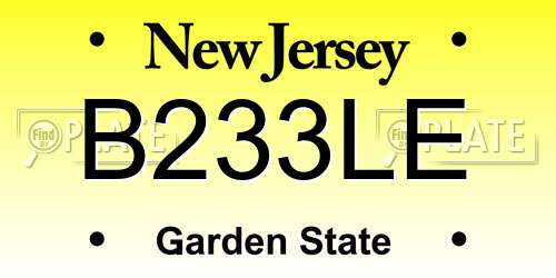 B233LE New Jersey License Plate