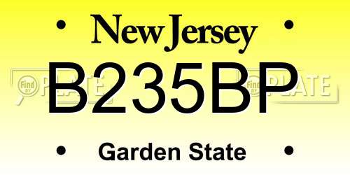 B235BP New Jersey License Plate