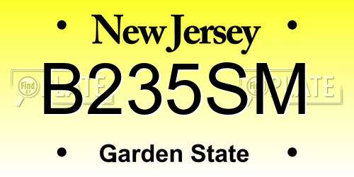 B235SM New Jersey License Plate