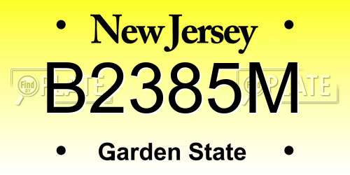 B2385M New Jersey License Plate