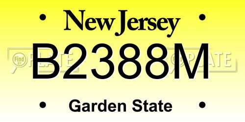 B2388M New Jersey License Plate