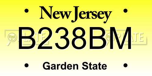 B238BM New Jersey License Plate