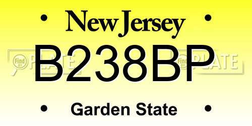 B238BP New Jersey License Plate