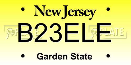 B23ELE New Jersey License Plate