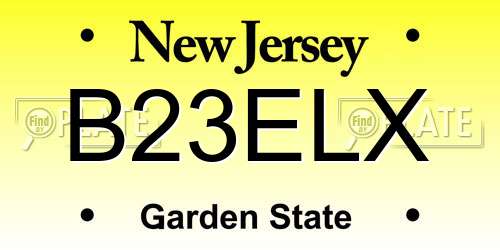 B23ELX New Jersey License Plate