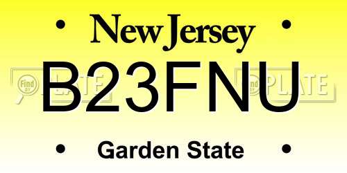 B23FNU New Jersey License Plate