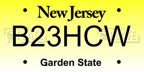 B23HCW New Jersey License Plate