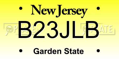 B23JLB New Jersey License Plate