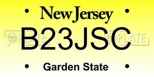 B23JSC New Jersey License Plate