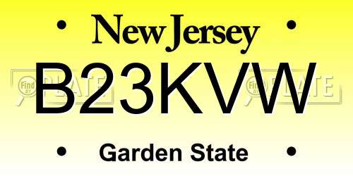 B23KVW New Jersey License Plate