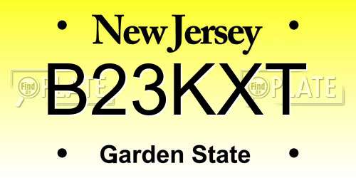 B23KXT New Jersey License Plate