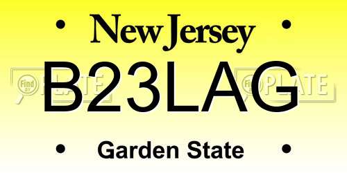B23LAG New Jersey License Plate