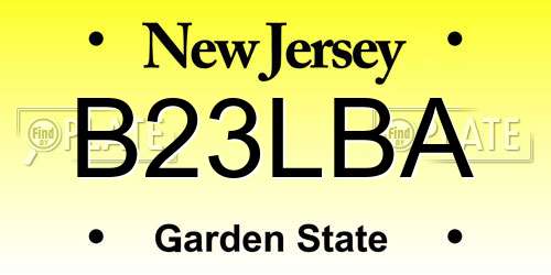 B23LBA New Jersey License Plate
