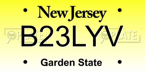 B23LYV New Jersey License Plate