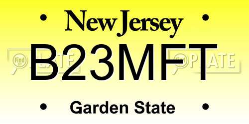 B23MFT New Jersey License Plate