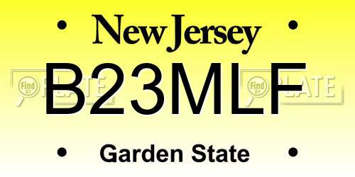 B23MLF New Jersey License Plate