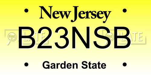 B23NSB New Jersey License Plate