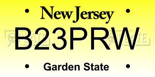 B23PRW New Jersey License Plate