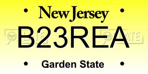 B23REA New Jersey License Plate