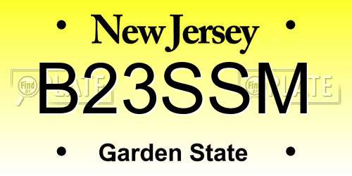 B23SSM New Jersey License Plate