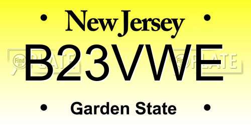 B23VWE New Jersey License Plate