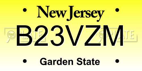 B23VZM New Jersey License Plate