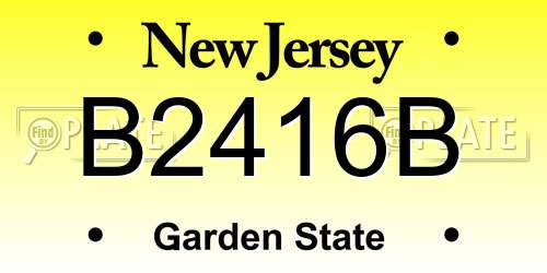 B2416B New Jersey License Plate