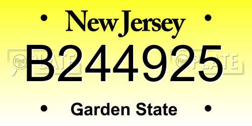 B244925 New Jersey License Plate