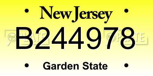 B244978 New Jersey License Plate