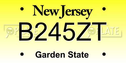B245ZT New Jersey License Plate