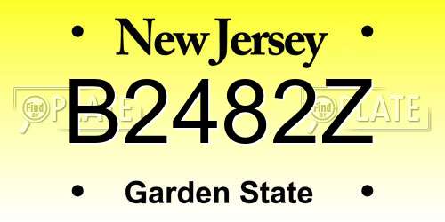 B2482Z New Jersey License Plate