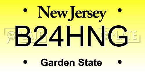 B24HNG New Jersey License Plate