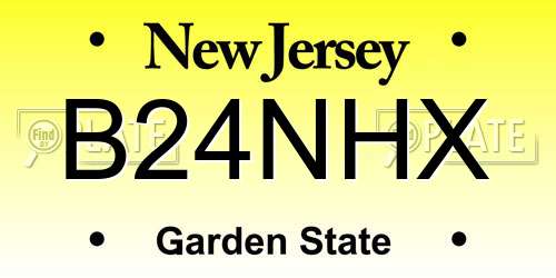 B24NHX New Jersey License Plate