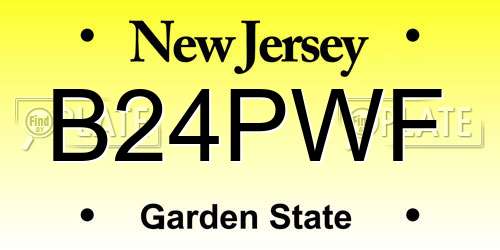 B24PWF New Jersey License Plate