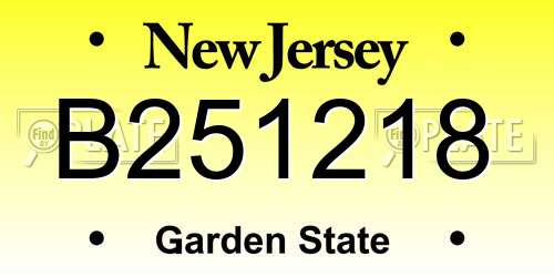 B251218 New Jersey License Plate