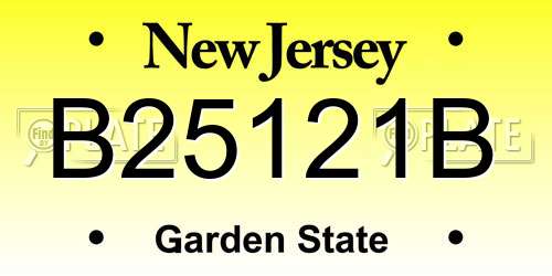 B25121B New Jersey License Plate