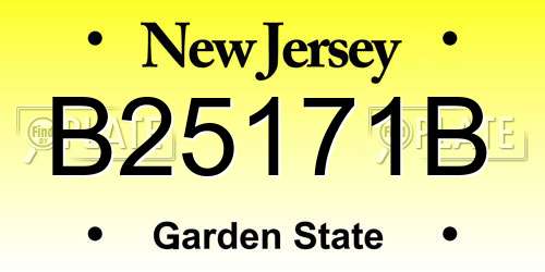 B25171B New Jersey License Plate