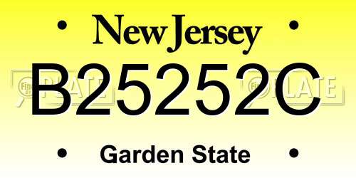 B25252C New Jersey License Plate