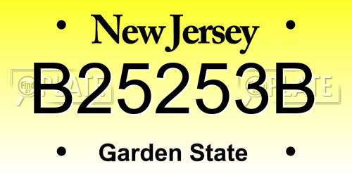 B25253B New Jersey License Plate