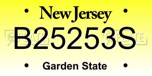 B25253S New Jersey License Plate
