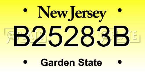 B25283B New Jersey License Plate
