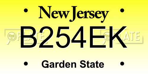 B254EK New Jersey License Plate
