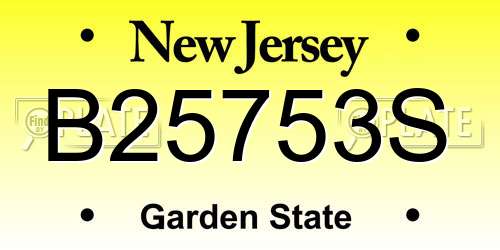 B25753S New Jersey License Plate