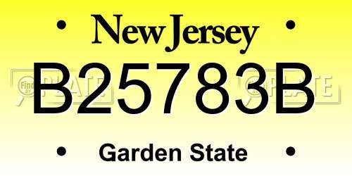 B25783B New Jersey License Plate