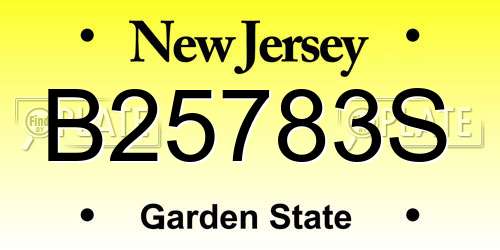 B25783S New Jersey License Plate