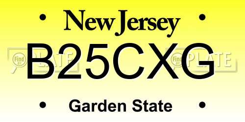 B25CXG New Jersey License Plate