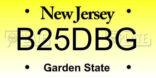 B25DBG New Jersey License Plate