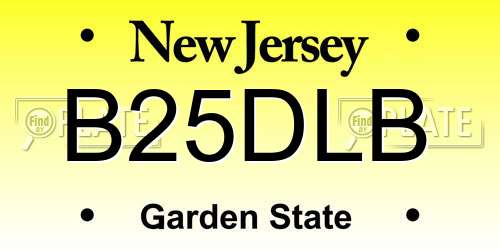 B25DLB New Jersey License Plate