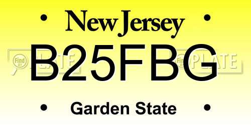 B25FBG New Jersey License Plate
