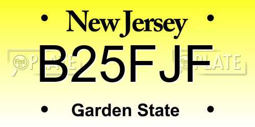 B25FJF New Jersey License Plate